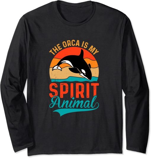 Cute Vintage The Orca Is My Spirit Animal Long Sleeve T-Shirt